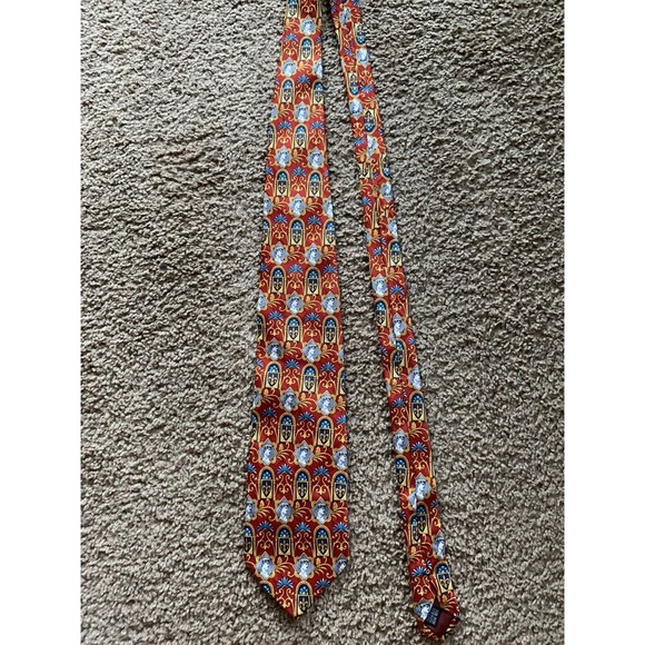 Alberto Piano Men's‎ Neck Tie ~ Vintage ~ Made in Italy Rome Head Red Blue - Picture 2 of 5